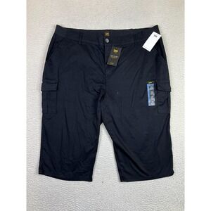 Lee Flex To Go Skimmer Shorts Womens 22W Black Cargo Mid Rise Stretch Plus